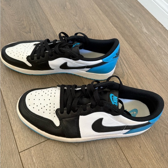 Nike Air Jordan 1 Retro Black, White and Teal Low-Top Sneakers - Picture 2 of 5